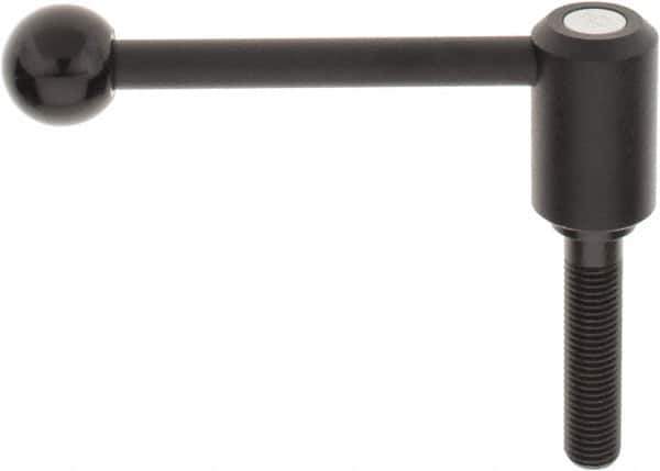 KIPP - M16 x 2.0, 1.3" Hub Diam, Steel Threaded Stud Adjustable Tension Lever with 0° Handle - 2-3/4" Stud Length, 5.3" OAL, 1.85" High - USA Tool & Supply
