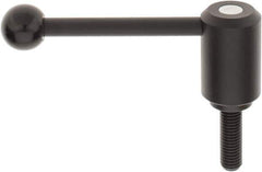 KIPP - 5/8-11, 1.61" Hub Diam, Steel Threaded Stud Adjustable Tension Lever with 0° Handle - 1.97" Stud Length, 5.3" OAL, 2.22" High - USA Tool & Supply