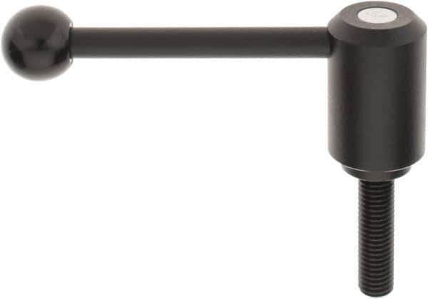 KIPP - 5/8-11, 1.61" Hub Diam, Steel Threaded Stud Adjustable Tension Lever with 0° Handle - 2.36" Stud Length, 5.3" OAL, 2.22" High - USA Tool & Supply