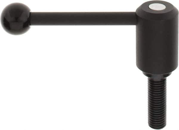 KIPP - 3/4-10, 1.61" Hub Diam, Steel Threaded Stud Adjustable Tension Lever with 0° Handle - 2.36" Stud Length, 5.3" OAL, 2.22" High - USA Tool & Supply