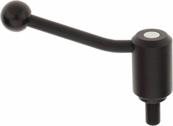 KIPP - M16 x 2.0, 1.61" Hub Diam, Steel Threaded Stud Adjustable Tension Lever with 20° Handle - 1.18" Stud Length, 5.06" OAL, 3.52" High - USA Tool & Supply