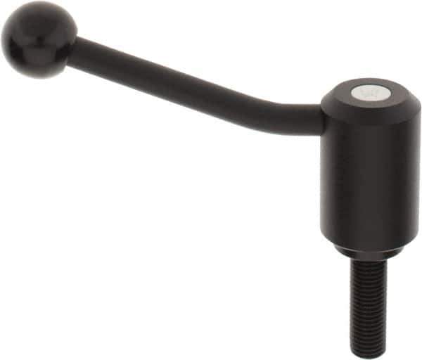 KIPP - M16 x 2.0, 1.61" Hub Diam, Steel Threaded Stud Adjustable Tension Lever with 20° Handle - 1.97" Stud Length, 5.06" OAL, 3.52" High - USA Tool & Supply