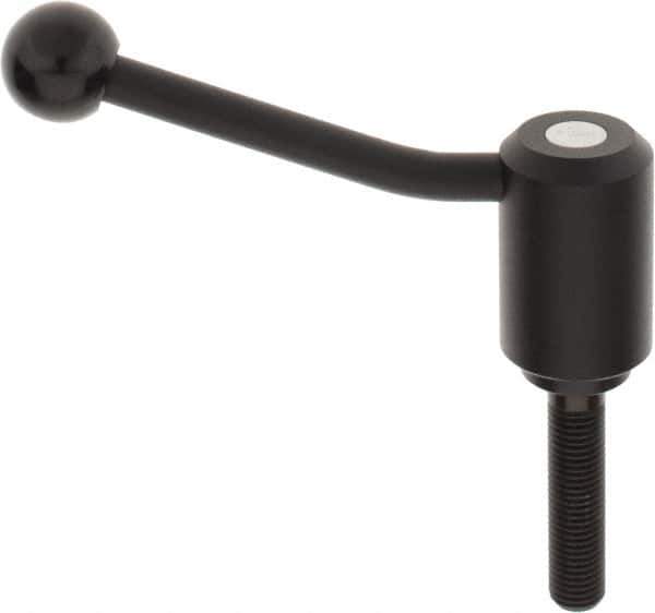 KIPP - M16 x 2.0, 1.61" Hub Diam, Steel Threaded Stud Adjustable Tension Lever with 20° Handle - 2-3/4" Stud Length, 5.06" OAL, 3.52" High - USA Tool & Supply