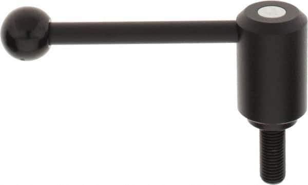 KIPP - M16 x 2.0, 1.61" Hub Diam, Steel Threaded Stud Adjustable Tension Lever with 0° Handle - 1.57" Stud Length, 5.3" OAL, 2.22" High - USA Tool & Supply