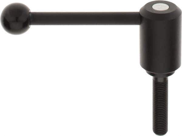 KIPP - M16 x 2.0, 1.61" Hub Diam, Steel Threaded Stud Adjustable Tension Lever with 0° Handle - 2-3/4" Stud Length, 5.3" OAL, 2.22" High - USA Tool & Supply