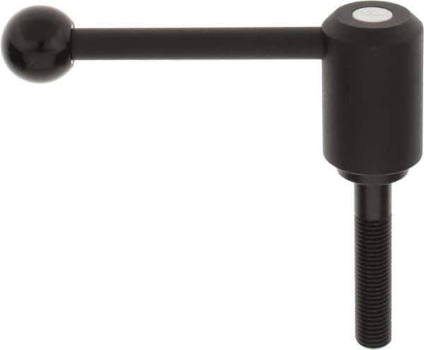 KIPP - M16 x 2.0, 1.61" Hub Diam, Steel Threaded Stud Adjustable Tension Lever with 0° Handle - 3.15" Stud Length, 5.3" OAL, 2.22" High - USA Tool & Supply