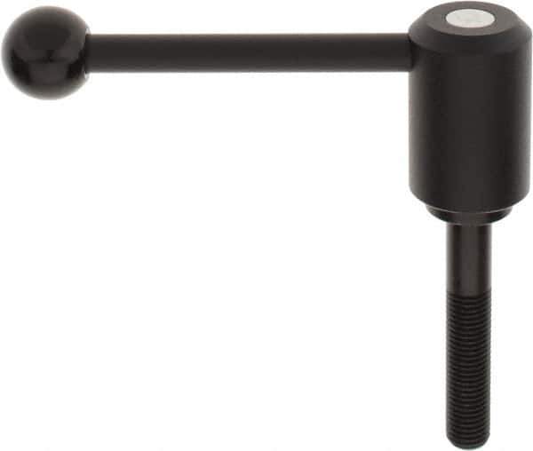 KIPP - M16 x 2.0, 1.61" Hub Diam, Steel Threaded Stud Adjustable Tension Lever with 0° Handle - 3.54" Stud Length, 5.3" OAL, 2.22" High - USA Tool & Supply