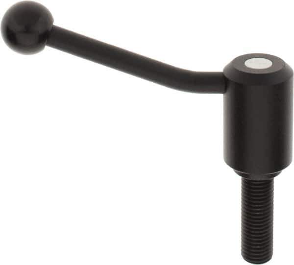 KIPP - M20 x 2.5, 1.61" Hub Diam, Steel Threaded Stud Adjustable Tension Lever with 20° Handle - 2.36" Stud Length, 5.06" OAL, 3.52" High - USA Tool & Supply