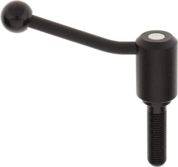 KIPP - M20 x 2.5, 1.61" Hub Diam, Steel Threaded Stud Adjustable Tension Lever with 20° Handle - 2-3/4" Stud Length, 5.06" OAL, 3.52" High - USA Tool & Supply