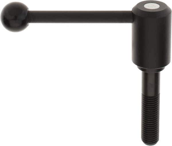 KIPP - M20 x 2.5, 1.61" Hub Diam, Steel Threaded Stud Adjustable Tension Lever with 0° Handle - 3.54" Stud Length, 5.3" OAL, 2.22" High - USA Tool & Supply