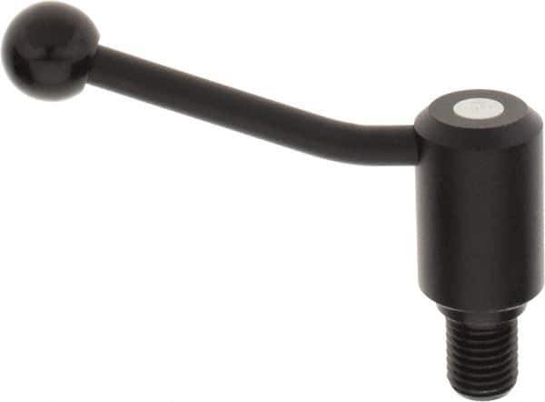 KIPP - M24 x 3.0, 1.61" Hub Diam, Steel Threaded Stud Adjustable Tension Lever with 20° Handle - 1.18" Stud Length, 5.06" OAL, 3.52" High - USA Tool & Supply