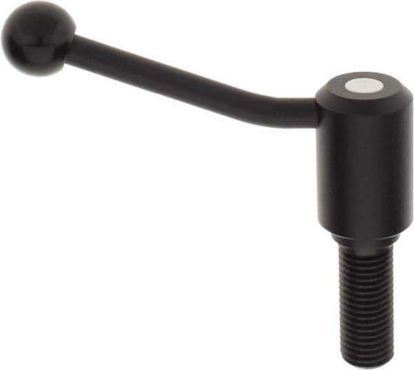 KIPP - M24 x 3.0, 1.61" Hub Diam, Steel Threaded Stud Adjustable Tension Lever with 20° Handle - 2.36" Stud Length, 5.06" OAL, 3.52" High - USA Tool & Supply