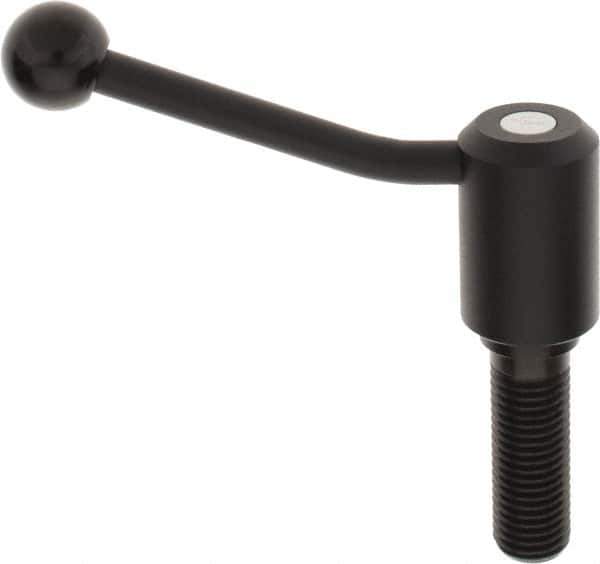 KIPP - M24 x 3.0, 1.61" Hub Diam, Steel Threaded Stud Adjustable Tension Lever with 20° Handle - 2-3/4" Stud Length, 5.06" OAL, 3.52" High - USA Tool & Supply