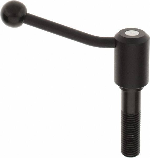 KIPP - M24 x 3.0, 1.61" Hub Diam, Steel Threaded Stud Adjustable Tension Lever with 20° Handle - 3.54" Stud Length, 5.06" OAL, 3.52" High - USA Tool & Supply