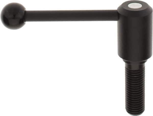 KIPP - M24 x 3.0, 1.61" Hub Diam, Steel Threaded Stud Adjustable Tension Lever with 0° Handle - 2-3/4" Stud Length, 5.3" OAL, 2.22" High - USA Tool & Supply