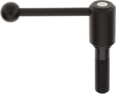 KIPP - M24 x 3.0, 1.61" Hub Diam, Steel Threaded Stud Adjustable Tension Lever with 0° Handle - 3.15" Stud Length, 5.3" OAL, 2.22" High - USA Tool & Supply