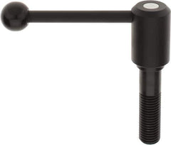 KIPP - M24 x 3.0, 1.61" Hub Diam, Steel Threaded Stud Adjustable Tension Lever with 0° Handle - 3.54" Stud Length, 5.3" OAL, 2.22" High - USA Tool & Supply