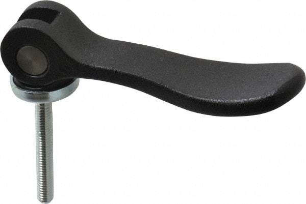 KIPP - #10-32, 0.59" Hub Diam, Black Powder Coat Cast Aluminum Adjustable Clamping Handle - 1.18" Stud Length - USA Tool & Supply