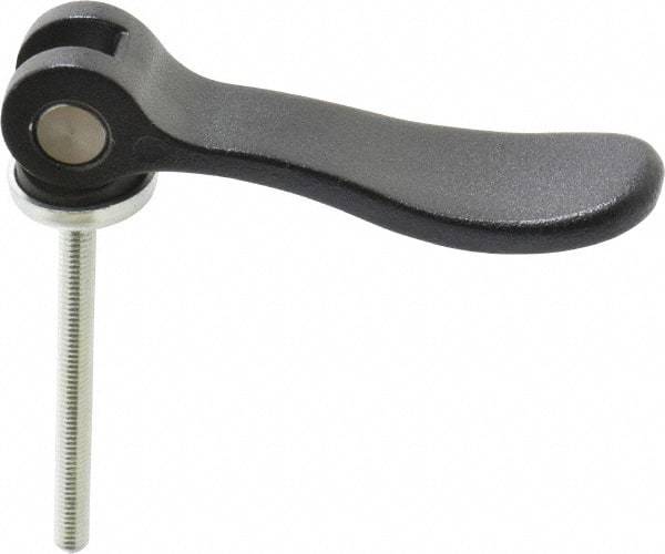 KIPP - #10-32, 0.59" Hub Diam, Black Powder Coat Cast Aluminum Adjustable Clamping Handle - 1.96" Stud Length - USA Tool & Supply