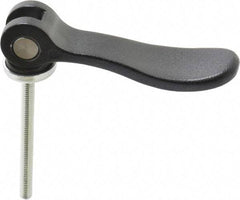 KIPP - #10-32, 0.59" Hub Diam, Black Powder Coat Cast Aluminum Adjustable Clamping Handle - 1.96" Stud Length - USA Tool & Supply