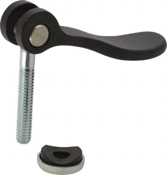 KIPP - 1/4-20, 0.59" Hub Diam, Black Powder Coat Cast Aluminum Adjustable Clamping Handle - 1.18" Stud Length - USA Tool & Supply