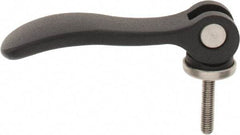KIPP - #10-32, 0.59" Hub Diam, Black Powder Coat Aluminum (Stainless Steel Inserts) Adjustable Clamping Handle - 0.78" Stud Length - USA Tool & Supply