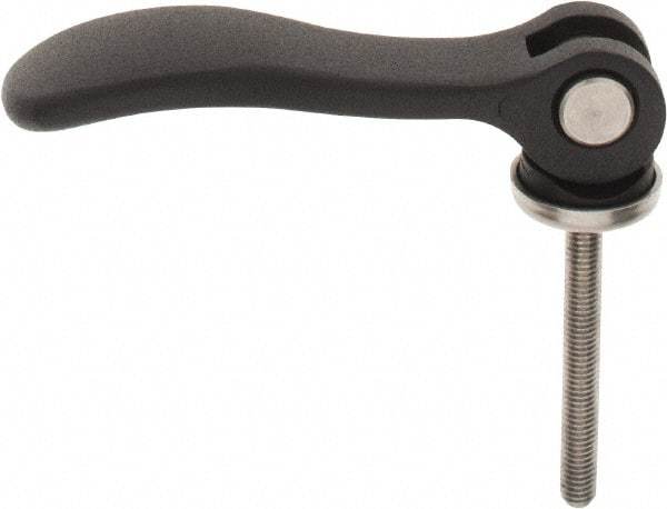 KIPP - #10-32, 0.59" Hub Diam, Black Powder Coat Aluminum (Stainless Steel Inserts) Adjustable Clamping Handle - 1.57" Stud Length - USA Tool & Supply