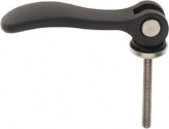 KIPP - #10-32, 0.59" Hub Diam, Black Powder Coat Aluminum (Stainless Steel Inserts) Adjustable Clamping Handle - 1.57" Stud Length - USA Tool & Supply