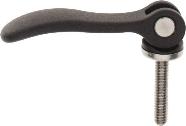 KIPP - 1/4-20, 0.59" Hub Diam, Black Powder Coat Aluminum (Stainless Steel Inserts) Adjustable Clamping Handle - 1.18" Stud Length - USA Tool & Supply