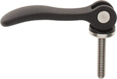 KIPP - 1/4-20, 0.59" Hub Diam, Black Powder Coat Aluminum (Stainless Steel Inserts) Adjustable Clamping Handle - 1.18" Stud Length - USA Tool & Supply