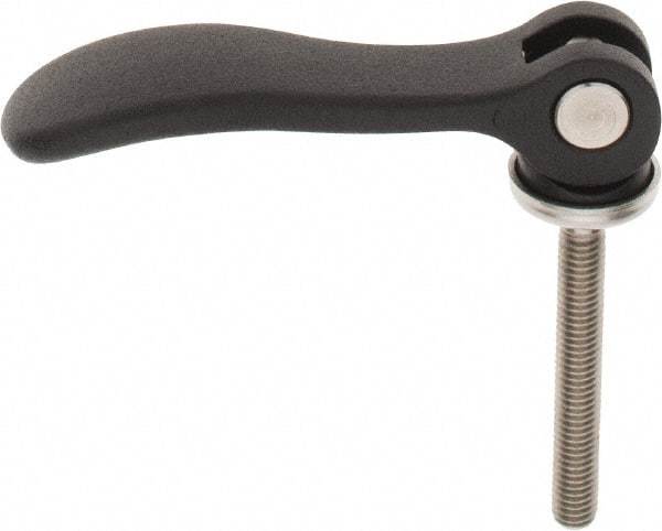 KIPP - M6 x 1.0, 0.59" Hub Diam, Black Powder Coat Aluminum (Stainless Steel Inserts) Adjustable Clamping Handle - 1.57" Stud Length - USA Tool & Supply