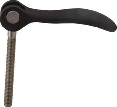 KIPP - M6 x 1.0, 0.59" Hub Diam, Black Powder Coat Aluminum (Stainless Steel Inserts) Adjustable Clamping Handle - 1.96" Stud Length - USA Tool & Supply