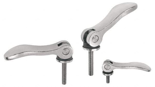 KIPP - M5 x 0.8, 0.59" Hub Diam, Stainless Steel Adjustable Clamping Handle - 1.96" Stud Length - USA Tool & Supply