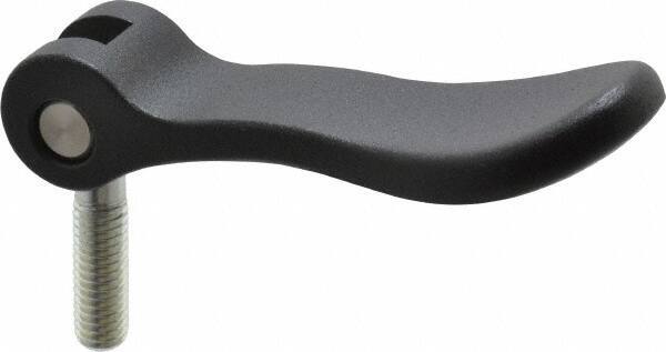 KIPP - 3/8-16, 0.94" Hub Diam, Black Powder Coat Cast Aluminum Adjustable Clamping Handle - 0.99" Stud Length - USA Tool & Supply
