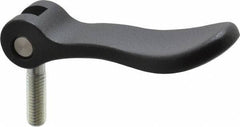 KIPP - 3/8-16, 0.94" Hub Diam, Black Powder Coat Cast Aluminum Adjustable Clamping Handle - 0.99" Stud Length - USA Tool & Supply