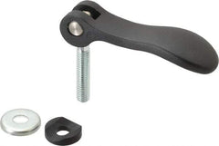 KIPP - 3/8-16, 0.94" Hub Diam, Black Powder Coat Cast Aluminum Adjustable Clamping Handle - 1.57" Stud Length - USA Tool & Supply
