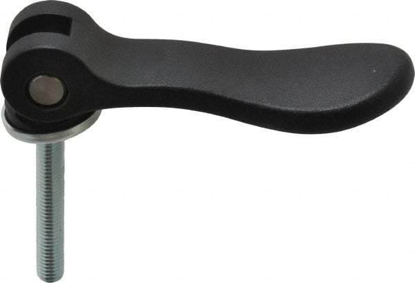 KIPP - M8 x 1.25, 0.94" Hub Diam, Black Powder Coat Cast Aluminum Adjustable Clamping Handle - 1.96" Stud Length - USA Tool & Supply