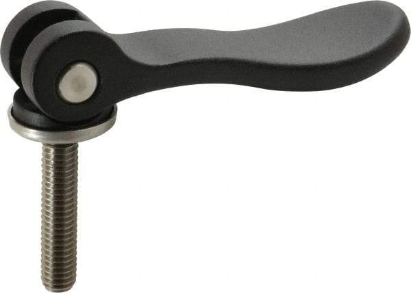 KIPP - 3/8-16, 0.94" Hub Diam, Black Powder Coat Aluminum (Stainless Steel Inserts) Adjustable Clamping Handle - 1.57" Stud Length - USA Tool & Supply