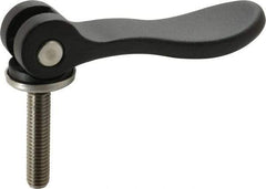 KIPP - 3/8-16, 0.94" Hub Diam, Black Powder Coat Aluminum (Stainless Steel Inserts) Adjustable Clamping Handle - 1.57" Stud Length - USA Tool & Supply