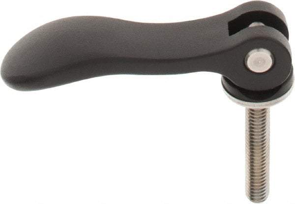 KIPP - 3/8-16, 0.94" Hub Diam, Black Powder Coat Aluminum (Stainless Steel Inserts) Adjustable Clamping Handle - 1.96" Stud Length - USA Tool & Supply