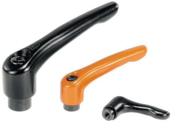 KIPP - #10-32, 0.51" Hub Diam, Zinc Die Cast (Stainless Steel Components) Tapped Insert Adjustable Clamping Handle - 1.85" OAL, 1.22" High, 0.35" Hole Depth - USA Tool & Supply