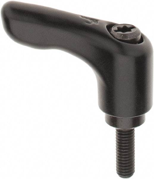 KIPP - #10-32, 0.55" Hub Diam, Zinc Die Cast (Steel Components) Threaded Stud Adjustable Clamping Handle - 0.59" Stud Length, 1.85" OAL, 1.22" High - USA Tool & Supply