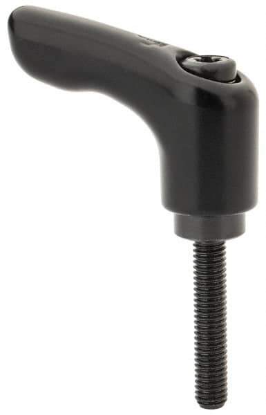 KIPP - #10-32, 0.55" Hub Diam, Zinc Die Cast (Steel Components) Threaded Stud Adjustable Clamping Handle - 0.98" Stud Length, 1.85" OAL, 1.22" High - USA Tool & Supply