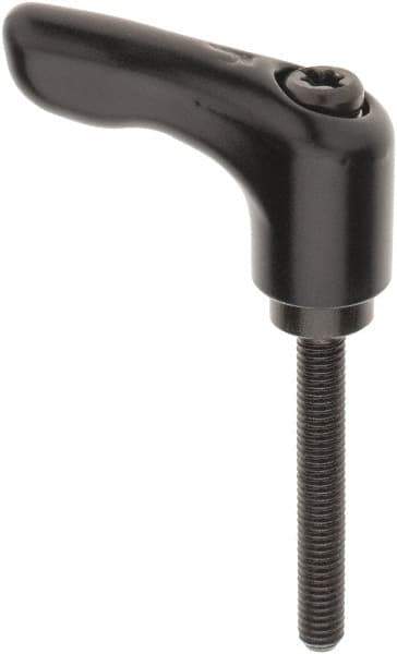 KIPP - #10-32, 0.55" Hub Diam, Zinc Die Cast (Steel Components) Threaded Stud Adjustable Clamping Handle - 1.38" Stud Length, 1.85" OAL, 1.22" High - USA Tool & Supply