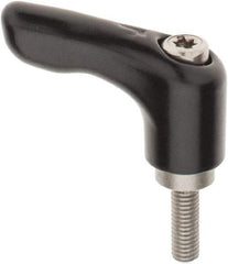 KIPP - #10-32, 0.55" Hub Diam, Zinc Die Cast (Stainless Steel Components) Stud Type Adjustable Clamping Handle - 0.59" Stud Length, 1.85" OAL, 1.22" High - USA Tool & Supply