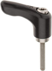 KIPP - M4 x 0.7, 13mm Hub Diam, Zinc Die Cast (Stainless Steel Components) Stud Type Adjustable Clamping Handle - 25mm Stud Length, 47mm OAL, 31mm High - USA Tool & Supply