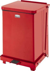 Rubbermaid - 7 Gal Square Unlabeled Trash Can - 17" High x 12" Long x 12" Wide, Red, Stainless Steel - USA Tool & Supply