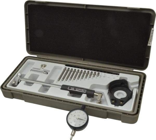 Mitutoyo - 11 Anvil, 2 to 6" Dial Bore Gage - 0.0005" Graduation, 5.9" Gage Depth, Accurate to 0.00008", Carbide Contact Point - USA Tool & Supply