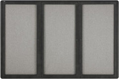 Quartet - 72" Wide x 48" High Enclosed Cork Bulletin Board - Gray - USA Tool & Supply