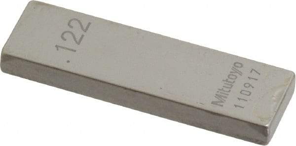 Mitutoyo - 0.122" Rectangular Steel Gage Block - Accuracy Grade 0, Includes Certificate of Inspection - USA Tool & Supply